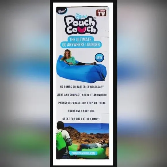 POUCH COUCH INFLATABLE SEATING CUSHION – BLUE – OUTDOOR/INDOOR – RIPSTOP FABRIC - Picture 6 of 6